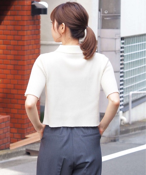 SEVEN TEN 半袖リブ編みトップス