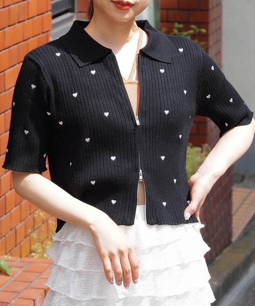 ダブルスタンダード ボタン付きニット半袖 DOUBLE STANDARD CLOTHING｜ダブル スタンダード クロージングの