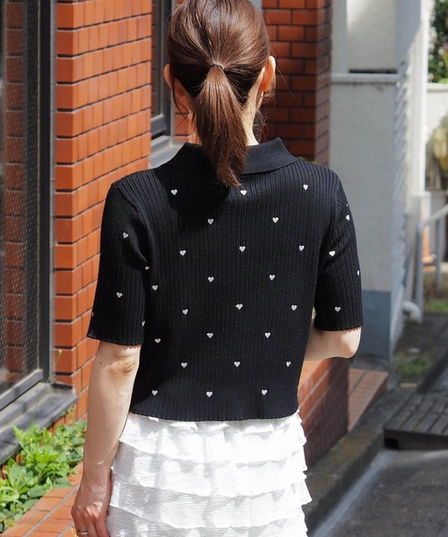 セール】ダブルジップ半袖リブトップス（ニット/セーター）｜tiptop