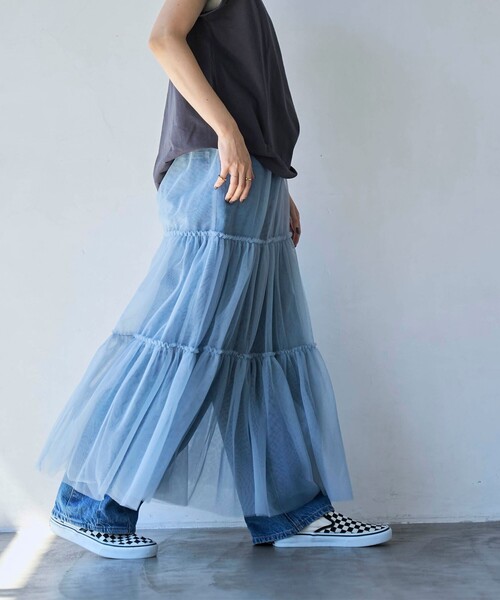 coen（コーエン）の「2WAYチュールティアードスカート（スカート・レディース・ダークグレー/ライトブルー/シャーベット・FREE）」の13枚目の写真
