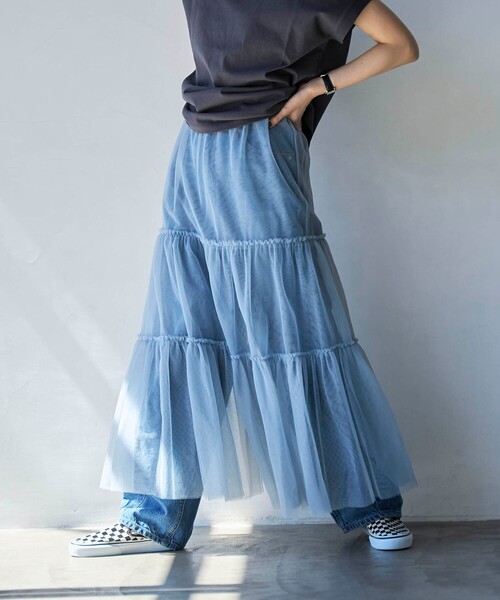 coen（コーエン）の「2WAYチュールティアードスカート（スカート・レディース・ダークグレー/ライトブルー/シャーベット・FREE）」の14枚目の写真