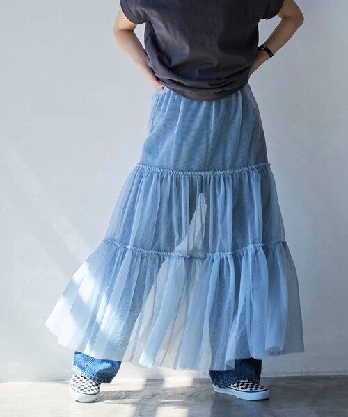 coen（コーエン）の「2WAYチュールティアードスカート（スカート・レディース・ダークグレー/ライトブルー/シャーベット・FREE）」の15枚目の写真