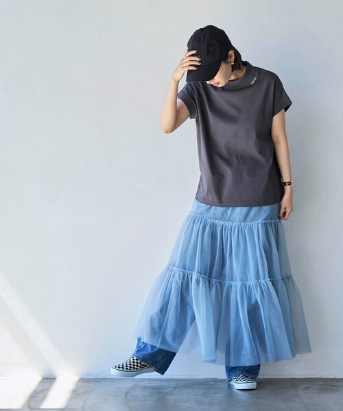 coen（コーエン）の「2WAYチュールティアードスカート（スカート・レディース・ダークグレー/ライトブルー/シャーベット・FREE）」の17枚目の写真