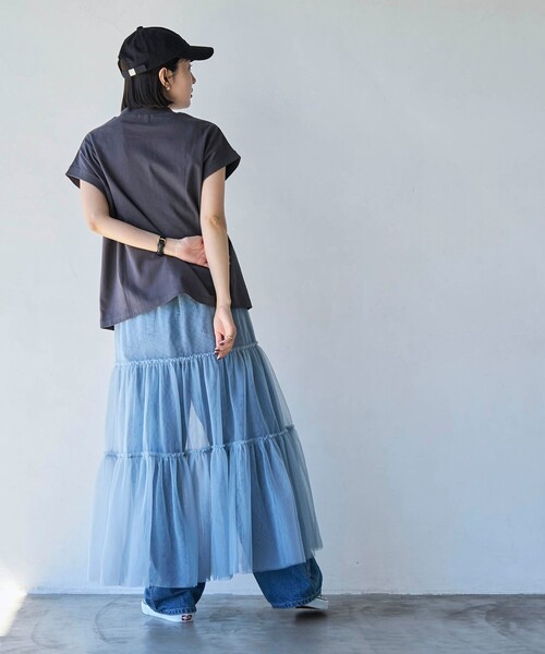 coen（コーエン）の「2WAYチュールティアードスカート（スカート・レディース・ダークグレー/ライトブルー/シャーベット・FREE）」の19枚目の写真