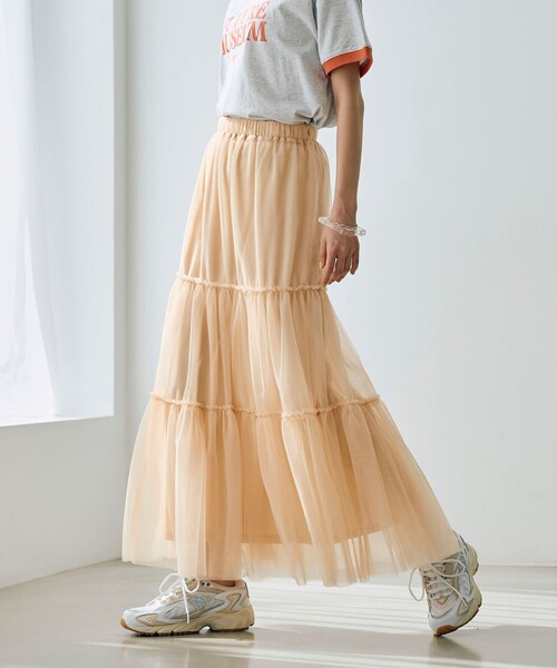 coen（コーエン）の「2WAYチュールティアードスカート（スカート・レディース・ダークグレー/ライトブルー/シャーベット・FREE）」の20枚目の写真