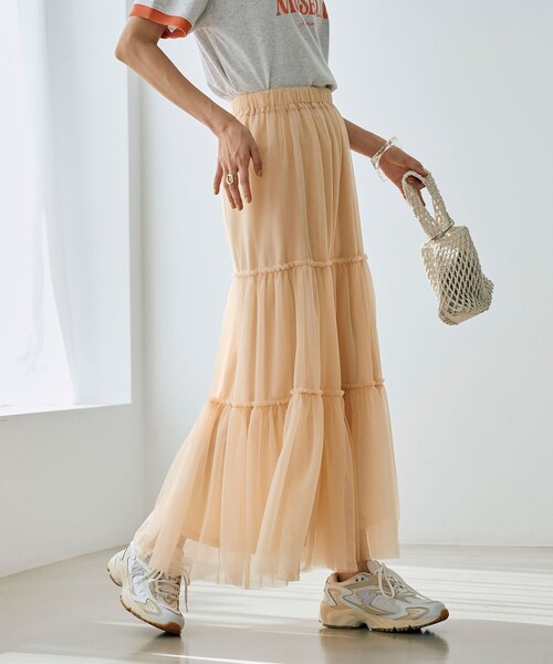 coen（コーエン）の「2WAYチュールティアードスカート（スカート・レディース・ダークグレー/ライトブルー/シャーベット・FREE）」の21枚目の写真