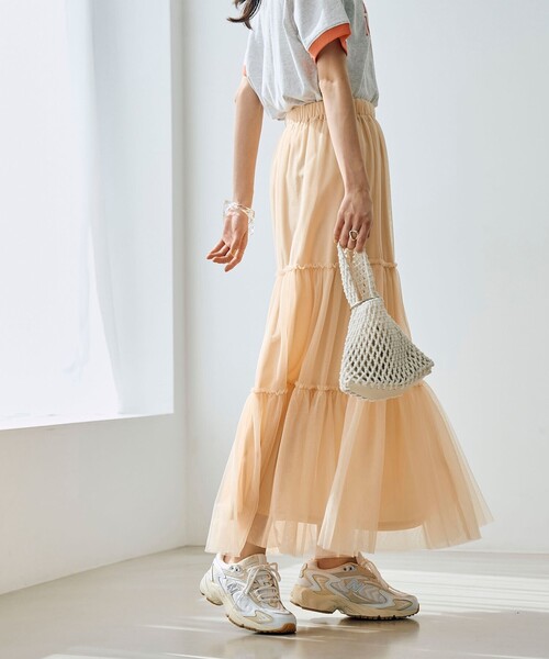 coen（コーエン）の「2WAYチュールティアードスカート（スカート・レディース・ダークグレー/ライトブルー/シャーベット・FREE）」の22枚目の写真