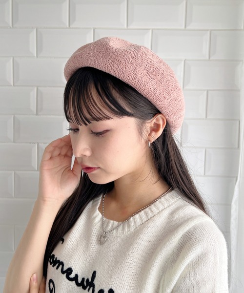 Loueme（ルエム）の「サマーベレー帽（ハンチング/ベレー帽・レディース・ピンク/ライトブルー/アイボリー/ブラック/ベージュ・FREE）」の5枚目の写真