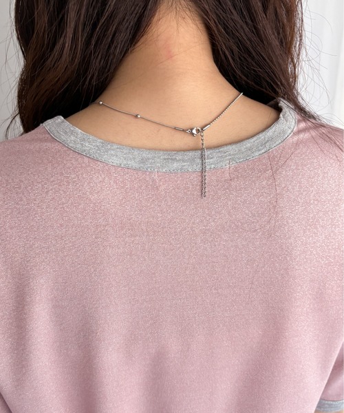 EPIMI E'PIMMY（エピミエピミー）の「刺繍ロゴラメシアー配色Tシャツ（Tシャツ/カットソー・レディース・オフホワイト/ピンク/ブラック・MEDIUM）」の12枚目の写真
