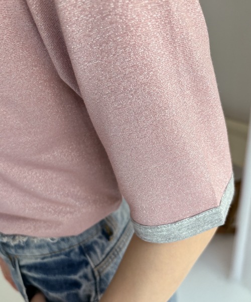 EPIMI E'PIMMY（エピミエピミー）の「刺繍ロゴラメシアー配色Tシャツ（Tシャツ/カットソー・レディース・オフホワイト/ピンク/ブラック・MEDIUM）」の13枚目の写真