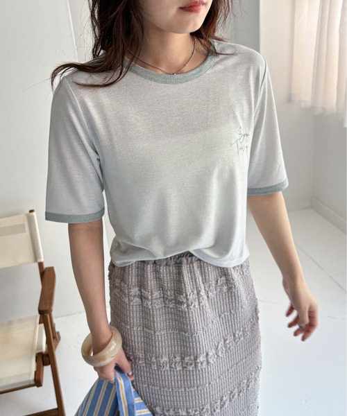 EPIMI E'PIMMY（エピミエピミー）の「刺繍ロゴラメシアー配色Tシャツ（Tシャツ/カットソー・レディース・オフホワイト/ピンク/ブラック・MEDIUM）」の20枚目の写真