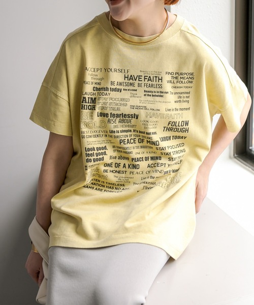 PUAL CE CIN(ピュアルセシン)の「2WAYマルチロゴプリントTシャツ(Tシャツ/カットソー・レディース・グレー/オフホワイト/イエロー・FREE)」の14枚目の写真