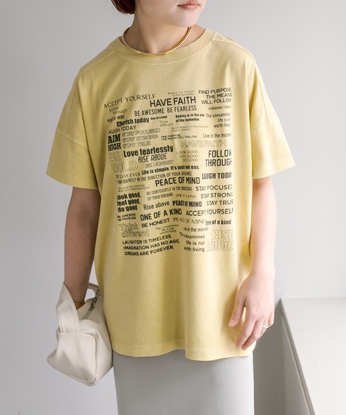 PUAL CE CIN(ピュアルセシン)の「2WAYマルチロゴプリントTシャツ(Tシャツ/カットソー・レディース・グレー/オフホワイト/イエロー・FREE)」の15枚目の写真