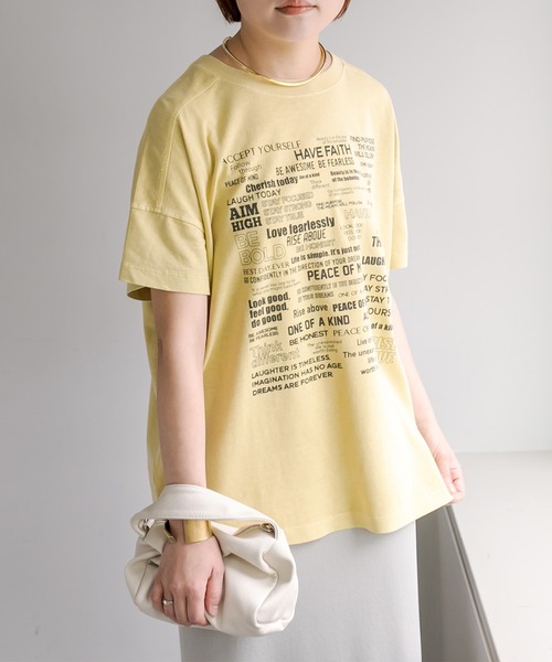 PUAL CE CIN(ピュアルセシン)の「2WAYマルチロゴプリントTシャツ(Tシャツ/カットソー・レディース・グレー/オフホワイト/イエロー・FREE)」の16枚目の写真