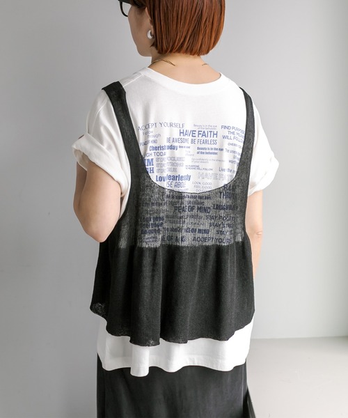 PUAL CE CIN(ピュアルセシン)の「2WAYマルチロゴプリントTシャツ(Tシャツ/カットソー・レディース・グレー/オフホワイト/イエロー・FREE)」の9枚目の写真