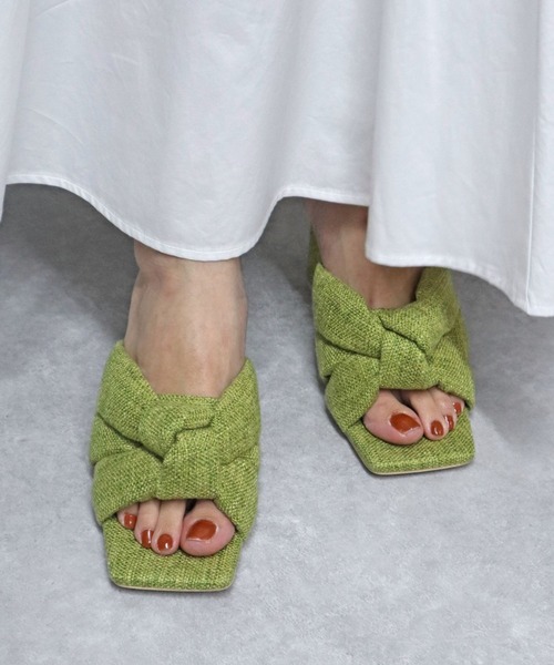 Fluffy knot heel sandals(サンダル)|mirem(ミレム)