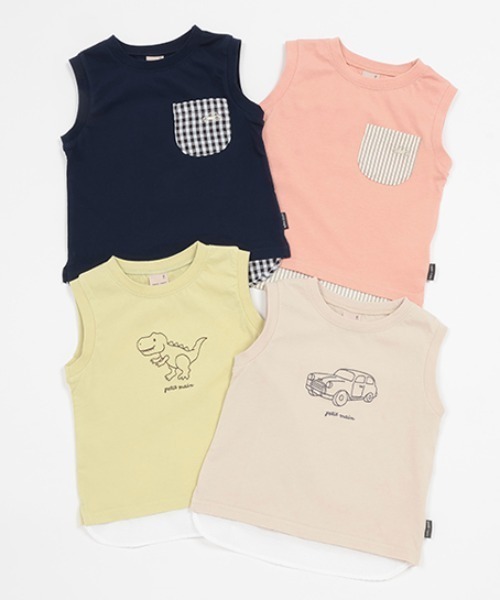 petit main（プティマイン）の「【接触冷感】アソートタンクトップ（タンクトップ・キッズ・ベージュ/ネイビー/オレンジ/ライトグリーン・80ｃｍ/90cm/110cm/100cm/120cm/130cm）」の10枚目の写真