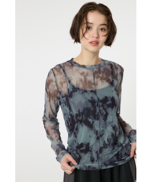 RODEO CROWNS WIDE BOWL（ロデオクラウンズワイドボウル）の「ニュアンスパターンシアートップス（Tシャツ/カットソー・レディース・オレンジ系その他/イエロー系その他/ブラック系その他・FREE）」の2枚目の写真