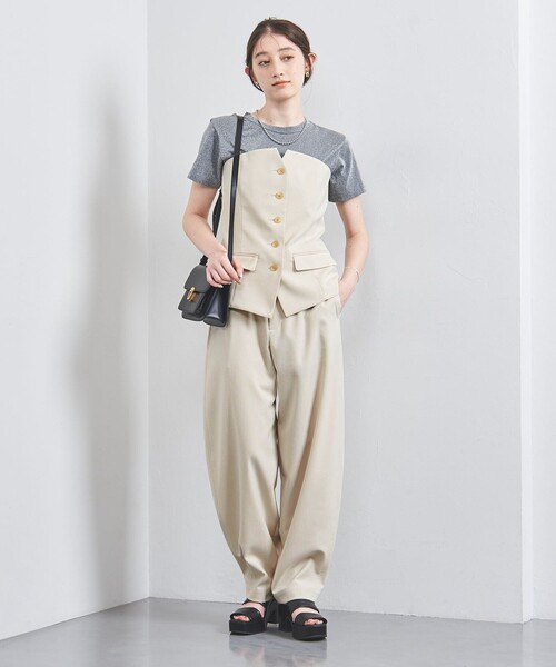 UNITED ARROWS（ユナイテッドアローズ）の「ジョーゼット バレル パンツ（スラックス・レディース・ナチュラル/ブラック・36/38）」の9枚目の写真