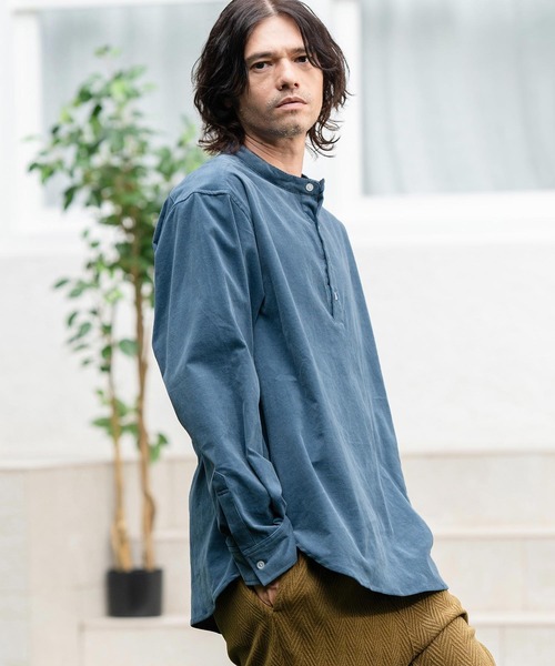 CAMBIO（カンビオ）の「ms5741-ストレッチコーデュロイプルオーバーシャツ（シャツ/ブラウス・メンズ・ブラック/カーキ/ブルー・S/M/L）」の5枚目の写真