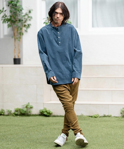 CAMBIO（カンビオ）の「ms5741-ストレッチコーデュロイプルオーバーシャツ（シャツ/ブラウス・メンズ・ブラック/カーキ/ブルー・S/M/L）」の9枚目の写真