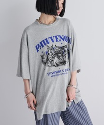 オーバーサイズメニーキャットコットンTシャツ