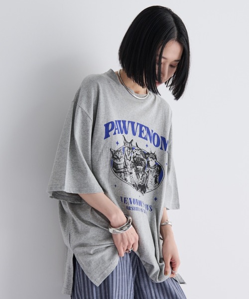 MERLOT（メルロー）の「オーバーサイズメニーキャットコットンTシャツ（Tシャツ/カットソー・レディース・ホワイト/ブラック/グレー・FREE）」の20枚目の写真