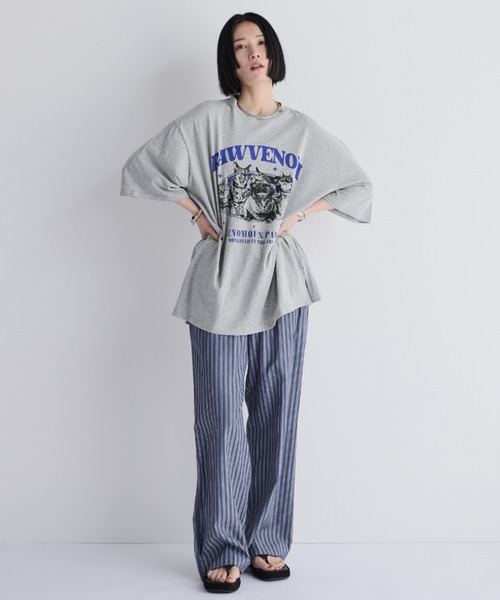 MERLOT（メルロー）の「オーバーサイズメニーキャットコットンTシャツ（Tシャツ/カットソー・レディース・ホワイト/ブラック/グレー・FREE）」の21枚目の写真