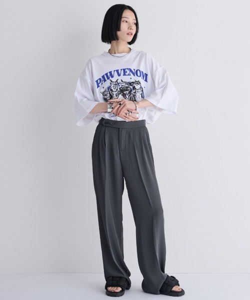 MERLOT（メルロー）の「オーバーサイズメニーキャットコットンTシャツ（Tシャツ/カットソー・レディース・ホワイト/ブラック/グレー・FREE）」の7枚目の写真