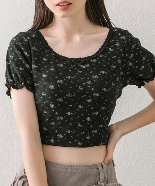 OLIVE des OLIVE（オリーブデオリーブ）の「ピコレーストップス（Tシャツ/カットソー・レディース・オフホワイト/サックスブルー/その他/ブラック/レッド・FREE）」の3枚目の写真