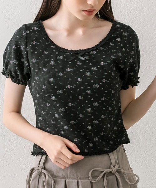 OLIVE des OLIVE（オリーブデオリーブ）の「ピコレーストップス（Tシャツ/カットソー・レディース・オフホワイト/サックスブルー/その他/ブラック/レッド・FREE）」の9枚目の写真