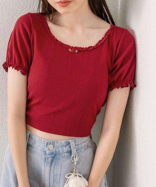 OLIVE des OLIVE（オリーブデオリーブ）の「ピコレーストップス（Tシャツ/カットソー・レディース・オフホワイト/サックスブルー/その他/ブラック/レッド・FREE）」の17枚目の写真