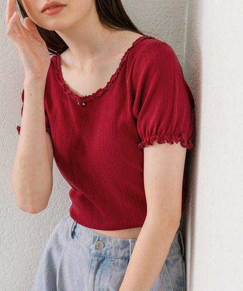 OLIVE des OLIVE（オリーブデオリーブ）の「ピコレーストップス（Tシャツ/カットソー・レディース・オフホワイト/サックスブルー/その他/ブラック/レッド・FREE）」の18枚目の写真