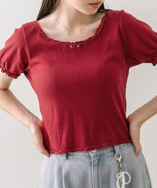 OLIVE des OLIVE（オリーブデオリーブ）の「ピコレーストップス（Tシャツ/カットソー・レディース・オフホワイト/サックスブルー/その他/ブラック/レッド・FREE）」の20枚目の写真