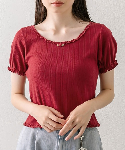 OLIVE des OLIVE（オリーブデオリーブ）の「ピコレーストップス（Tシャツ/カットソー・レディース・オフホワイト/サックスブルー/その他/ブラック/レッド・FREE）」の21枚目の写真