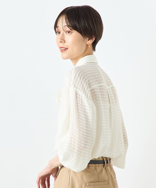 NOLLEY’S Sophi（ノーリーズソフィ）の「モールボーダーボウタイブラウス（シャツ/ブラウス・レディース・オフホワイト/ブラック・38）」の6枚目の写真
