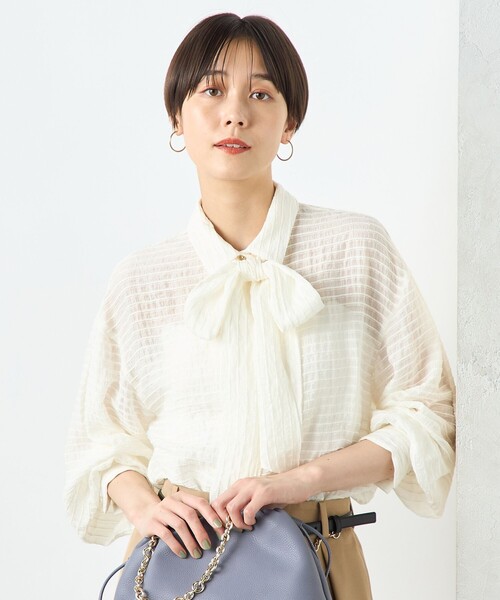 NOLLEY’S Sophi（ノーリーズソフィ）の「モールボーダーボウタイブラウス（シャツ/ブラウス・レディース・オフホワイト/ブラック・38）」の8枚目の写真