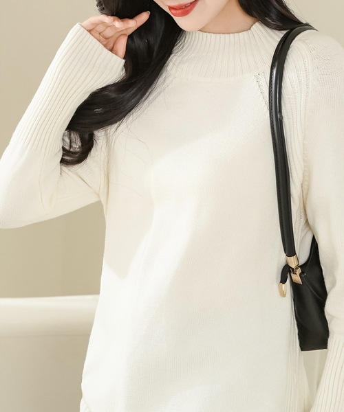 Lace Ladies(レースレディース)の「ラウンドカット ハイネック リブ ニット プルオーバー(ニット/セーター・レディース・ブラウン/ブラック/アイボリー・FREE)」の2枚目の写真