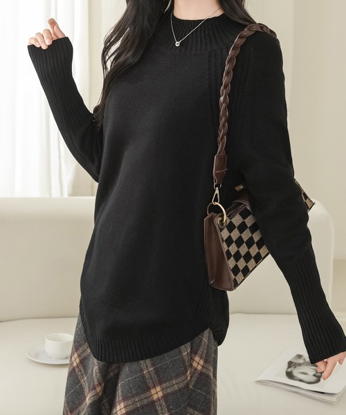 Lace Ladies(レースレディース)の「ラウンドカット ハイネック リブ ニット プルオーバー(ニット/セーター・レディース・ブラウン/ブラック/アイボリー・FREE)」の5枚目の写真