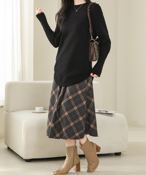 Lace Ladies(レースレディース)の「ラウンドカット ハイネック リブ ニット プルオーバー(ニット/セーター・レディース・ブラウン/ブラック/アイボリー・FREE)」の7枚目の写真