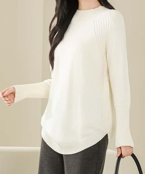Lace Ladies(レースレディース)の「ラウンドカット ハイネック リブ ニット プルオーバー(ニット/セーター・レディース・ブラウン/ブラック/アイボリー・FREE)」の18枚目の写真