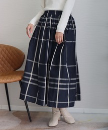 libelle more | 《洗える》細チェック柄ロングフレア―スカート(スカート)