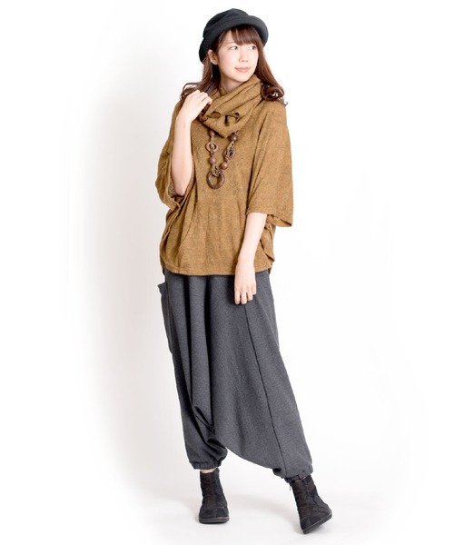 MARAI（マーライ）の「エスニック柄 裏起毛サルエルスウェットパンツ（スウェットパンツ・レディース・ネイビー/ブラック系その他/ブルー/チャコールグレー/ブラック系その他2/ブラック/ブラック×パープル/ブラック×ベージュ/ライトグレー/ブラウン/レッド/カーキ・105cm/100cm）」の22枚目の写真