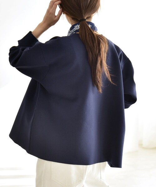 セール】quaranciel:〈手洗い可能〉ニット ノーカラー ダブル