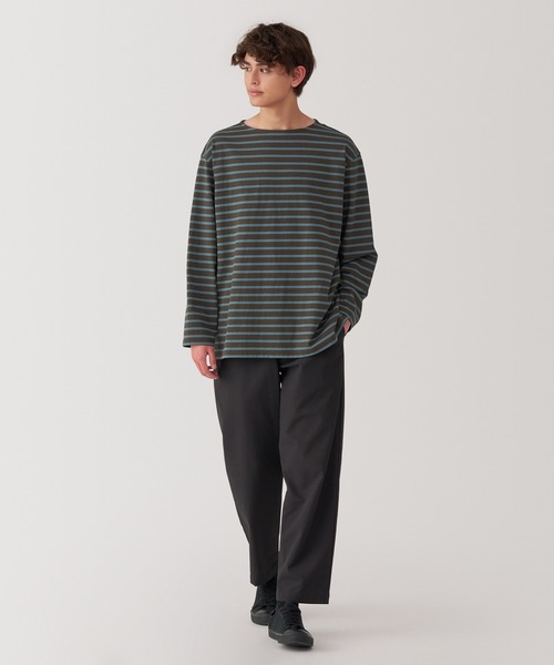 セール】紳士 洗いざらし太番手ボートネック九分袖Tシャツ（Tシャツ