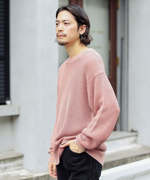 B:MING by BEAMS（ビーミングバイビームス）の「5ゲージ オーバーダイ クルーネック ニット（ニット/セーター・メンズ・ライトブルー/ピンク・X-LARGE/SMALL/LARGE/MEDIUM）」の5枚目の写真