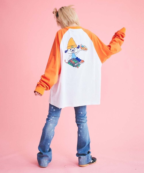 本日までの販売★Mサイズ★新品★未使用！貴重！パラッパラッパー ★ロングTシャツ セール】パラッパラッパー キャラクターバックプリント ラグラン