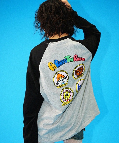 本日までの販売★Mサイズ★新品★未使用！貴重！パラッパラッパー ★ロングTシャツ セール】パラッパラッパー キャラクターバックプリント ラグラン