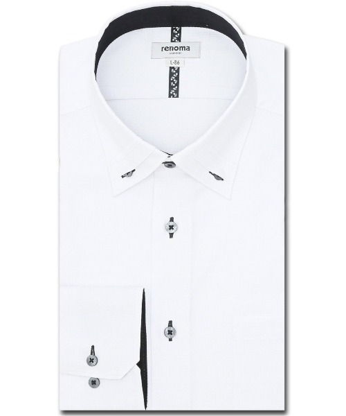 レノマ オム 形態安定 ウォッシャブル 3枚衿風ボタンダウン ビジネスドレス長袖シャツ（ビジネスシャツ）｜renoma HOMME（レノマオム） 7,379円