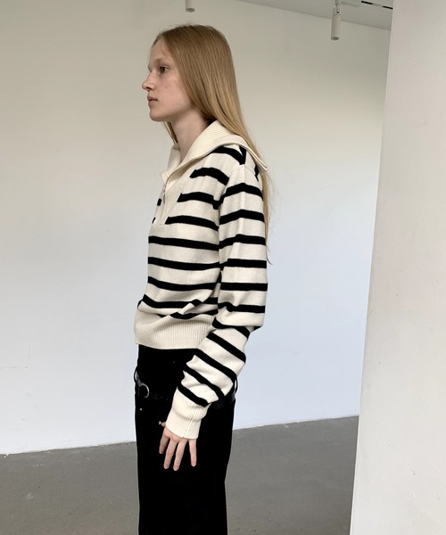 LONSLAN(ロンスラン)の「ハーフジップニット LON24a026(ニット/セーター・レディース・アイボリー・FREE)」の3枚目の写真